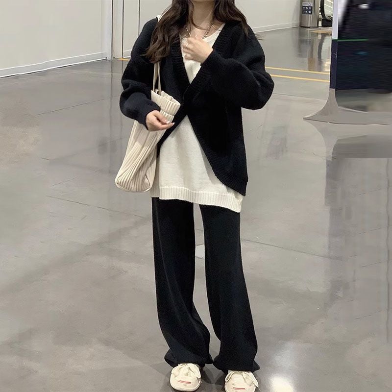 Early Spring Suit Fashion Design Sense Out Loose Casual Early Autumn Out Knitted Shirt Two Suit - Image 5
