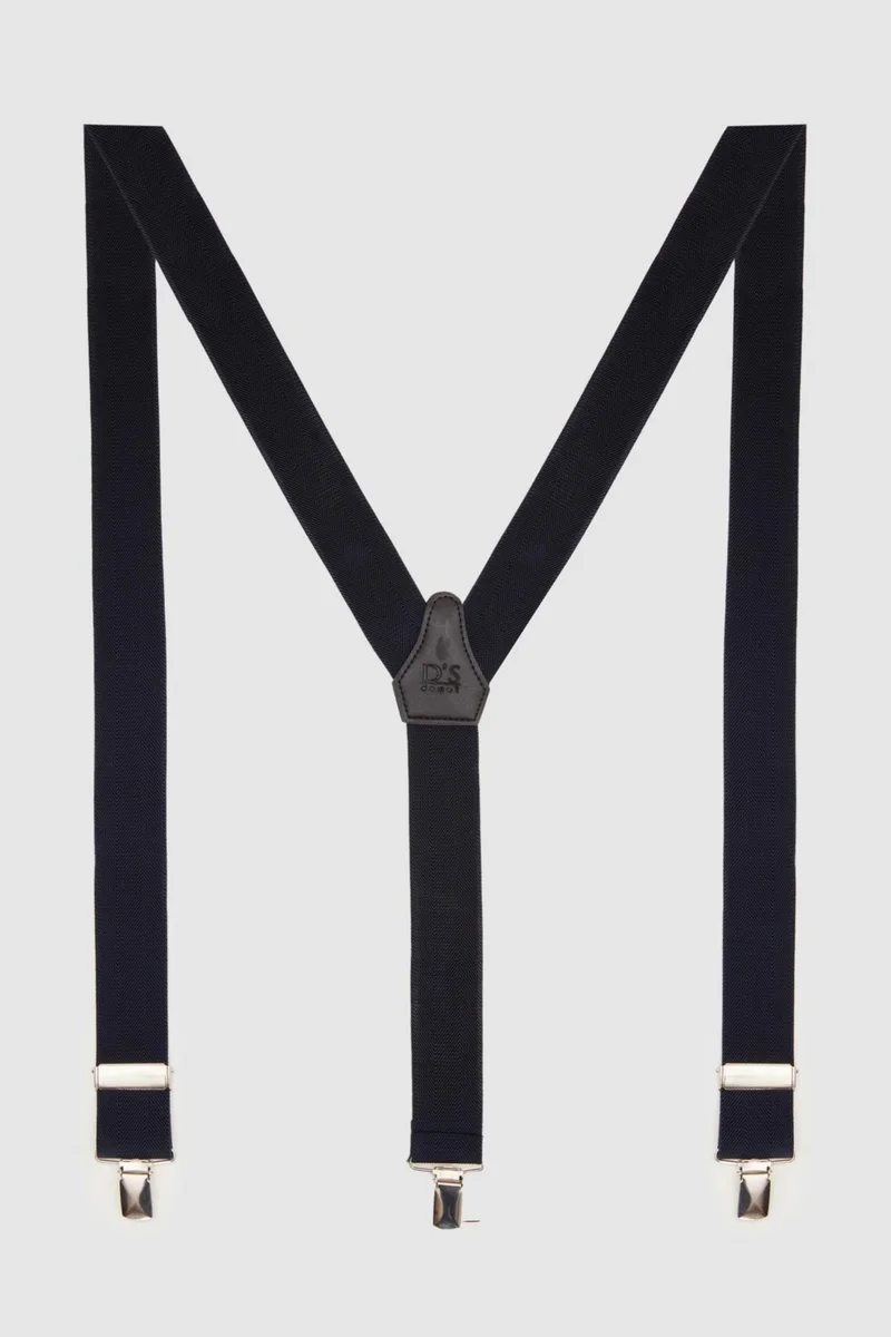 D'S DAMAT D'S Groom Ds Groom Navy Blue Trouser Suspenders