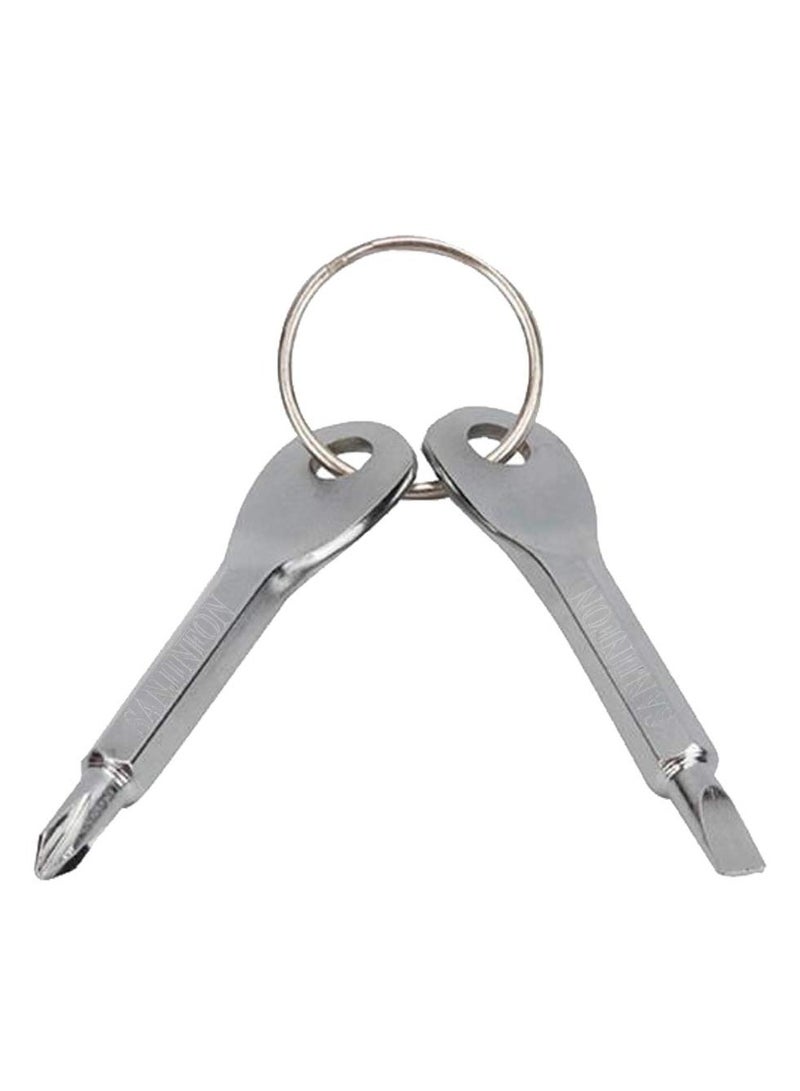 Barakah مفتاح سلسلة مفك براغي، مفك براغي جيب متعدد الاستخدامات أداة مفتاح سلسلة للرجال مجموعة مفكات رأس مسطح ورأس فيليبس، أدوات مفك براغي صغيرة EDC - Image 1