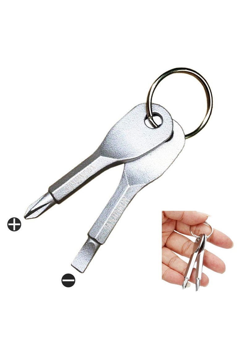 Barakah مفتاح سلسلة مفك براغي، مفك براغي جيب متعدد الاستخدامات أداة مفتاح سلسلة للرجال مجموعة مفكات رأس مسطح ورأس فيليبس، أدوات مفك براغي صغيرة EDC - Image 2