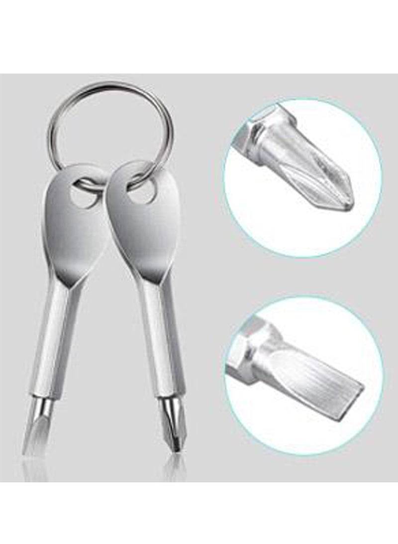 Barakah مفتاح سلسلة مفك براغي، مفك براغي جيب متعدد الاستخدامات أداة مفتاح سلسلة للرجال مجموعة مفكات رأس مسطح ورأس فيليبس، أدوات مفك براغي صغيرة EDC - Image 5