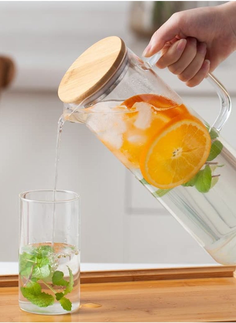 BLACKSTONE - Glass Water Carafe with Bamboo 1.5 Litre and Stainless-Steel Lid - Image 1