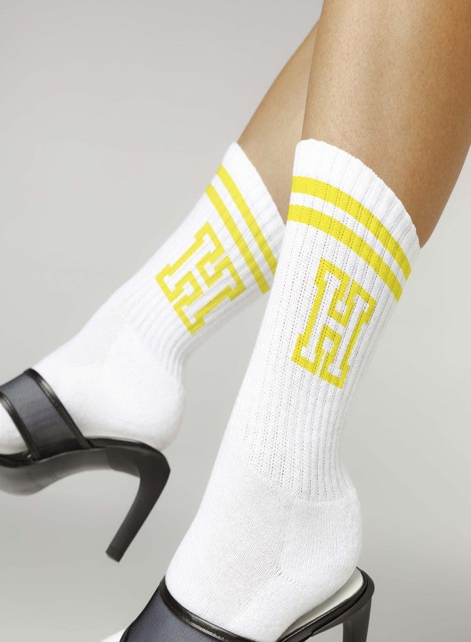SSQBZU Striped Initial Socks with the Letter ‘H’ in Yellow, Socks for Adult, Teens, Men&Women, Gifts for Friends, Family, etc., Gifts for Birthday, Back to School, Graduation, Christmas.(180) - Image 4