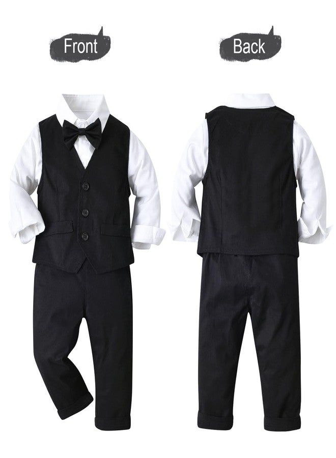 Baby Amabc بدلة ملابس أطفال صبي صغير 5 قطع ملابس حفلات الزفاف الرسمية، قميص رسمي + ربطة عنق + سترة + بنطلون مع حمالات، 12M-5T - Image 3