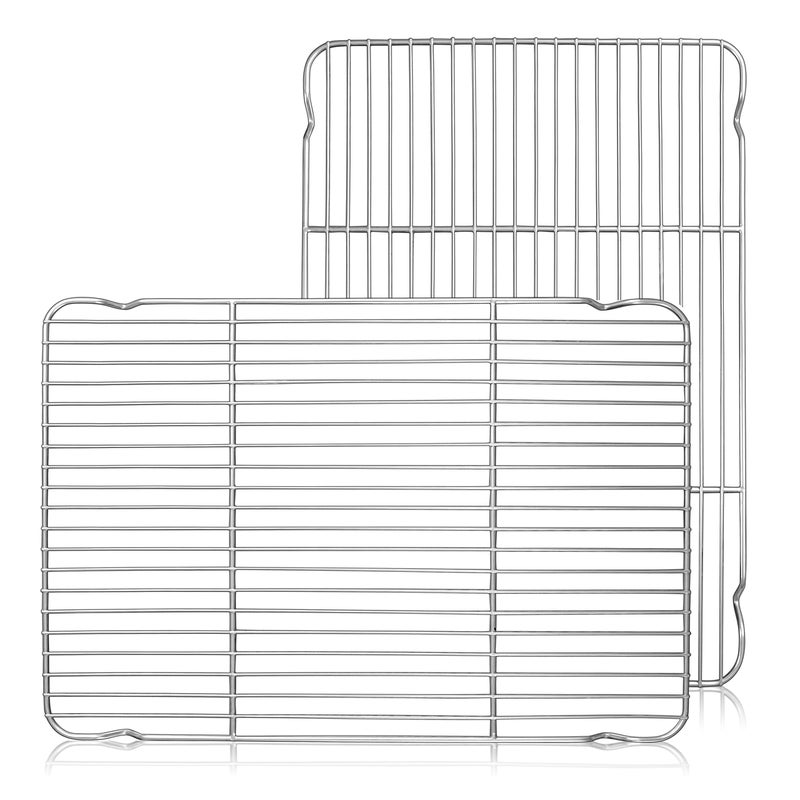 Herogo Cooling Rack Set of 2 Stainless Steel Large Baking Oven Rack 165 x 115 Fit Half Sheet Pan for Cooling Grilling Roasting Bacon Cake Cookies Rust Resistance