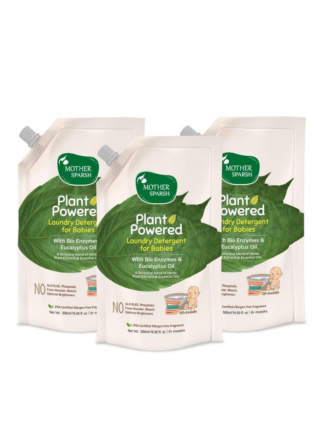 موذر سبارش منظف سائل لغسيل ملابس الأطفال - 500 مل × 3 (مُعزز بالنباتات) مع إنزيمات حيوية وزيت الأوكالبتوس - Image 1