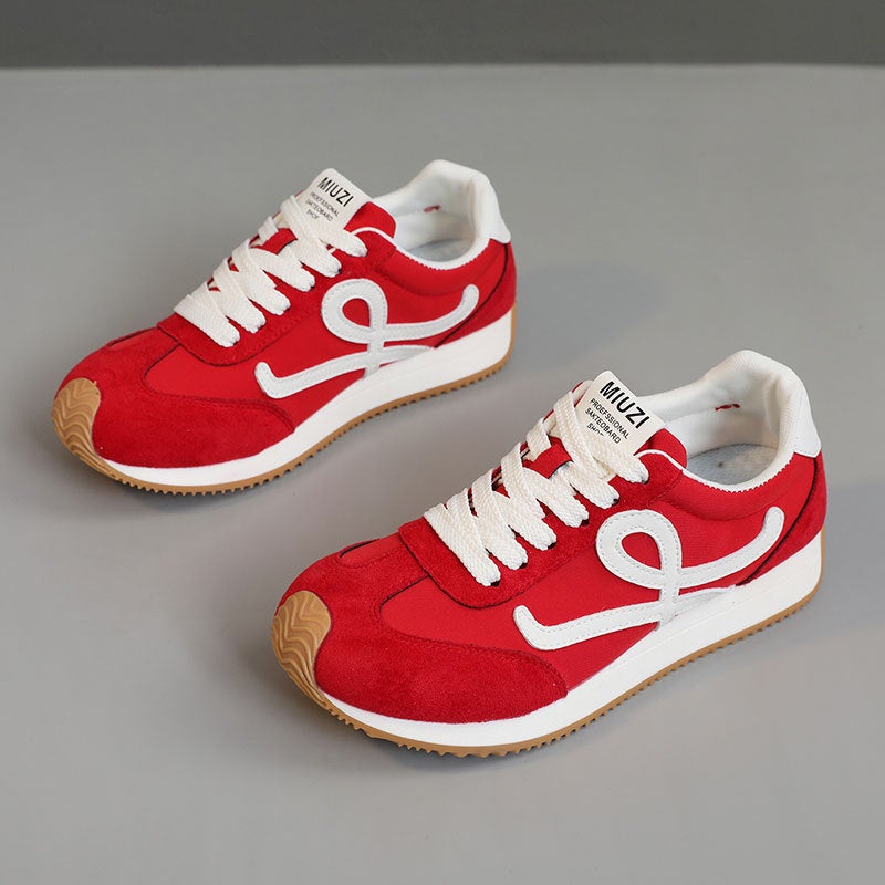 Women's Casual Low Top Sneakers, Breathable & Wear-resistant, Height-increasing, Lace-up, PU Upper, Rubber Sole - Image 4