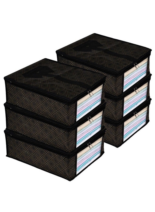 Kuber Industries Kuber Industries Shirt Cover | Shirt Storage Organizer | Clothing Organizer | Foldable Shirt Cover | Wardrobe Organizer with Transparent Window | Golden-Dot Shirt Bag | Pack of 6 | Black  - Image 1