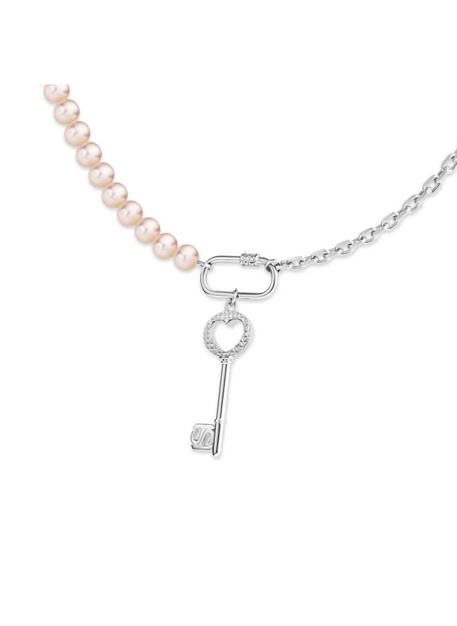 Saint Honore Paris Pont Des Arts Half Silver and Half Pink Pearls Necklace for Women's