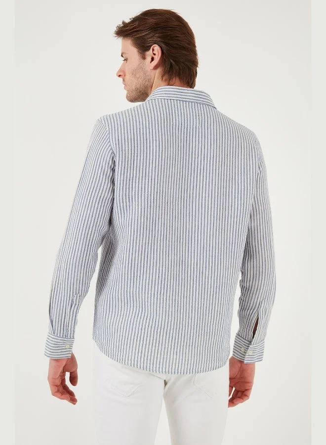 Buratti  Buratti Striped Regular Fit Cotton Long Sleeve Shirt Men's SHIRT CF25S129721 for Men | Best Price UAE