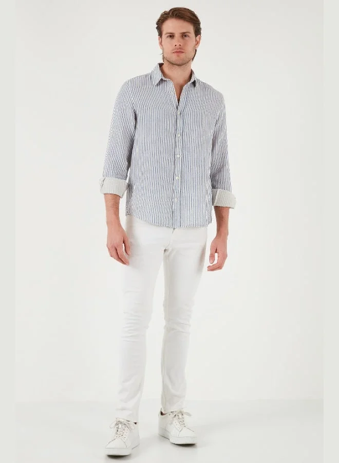 Buratti  Buratti Striped Regular Fit Cotton Long Sleeve Shirt Men's SHIRT CF25S129721 for Men | Best Price UAE