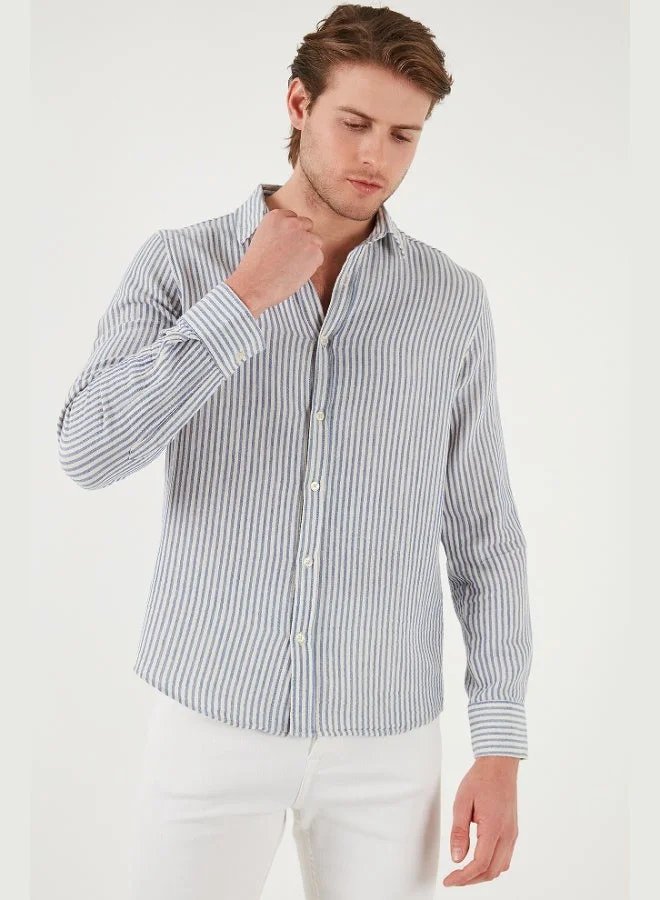 Buratti  Buratti Striped Regular Fit Cotton Long Sleeve Shirt Men's SHIRT CF25S129721 for Men | Best Price UAE