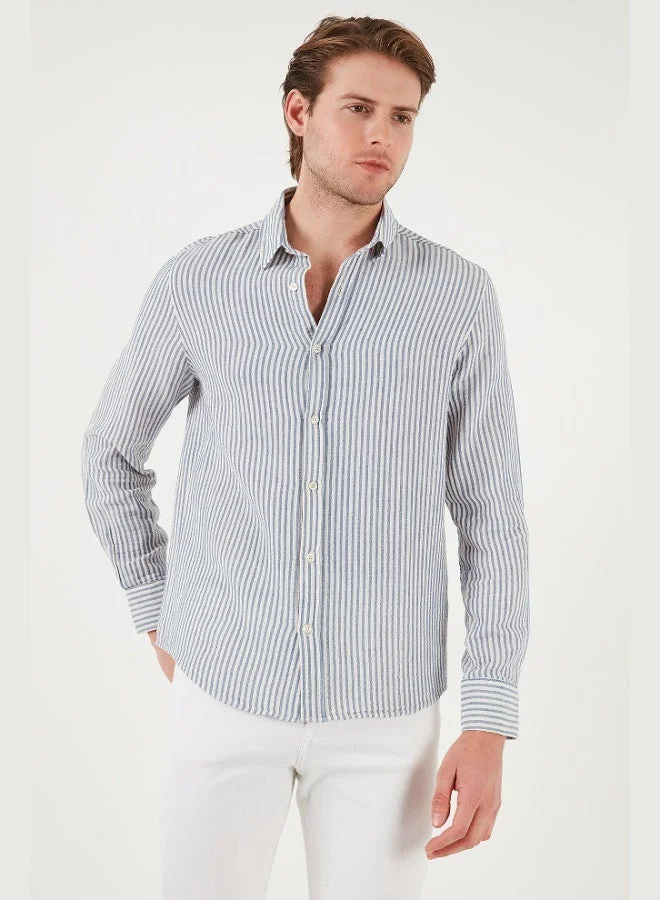 Buratti  Buratti Striped Regular Fit Cotton Long Sleeve Shirt Men's SHIRT CF25S129721 for Men | Best Price UAE