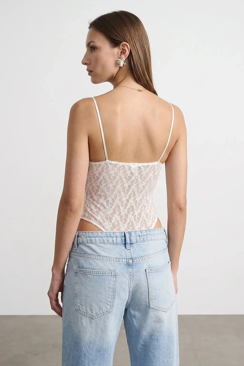 DILVIN Lace Sleeveless Bodysuit Blouse