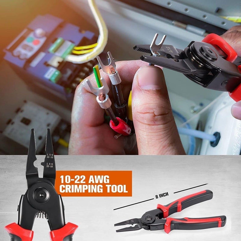 SHOPECOM 5In1 Multifunctional Wire Stripper Combination Interchangeable Pliers Kit Wire Stripper Wire Crimping Tool Linesman Pliers Cable Cutter Electricians Scissor with Storage Case - Image 5