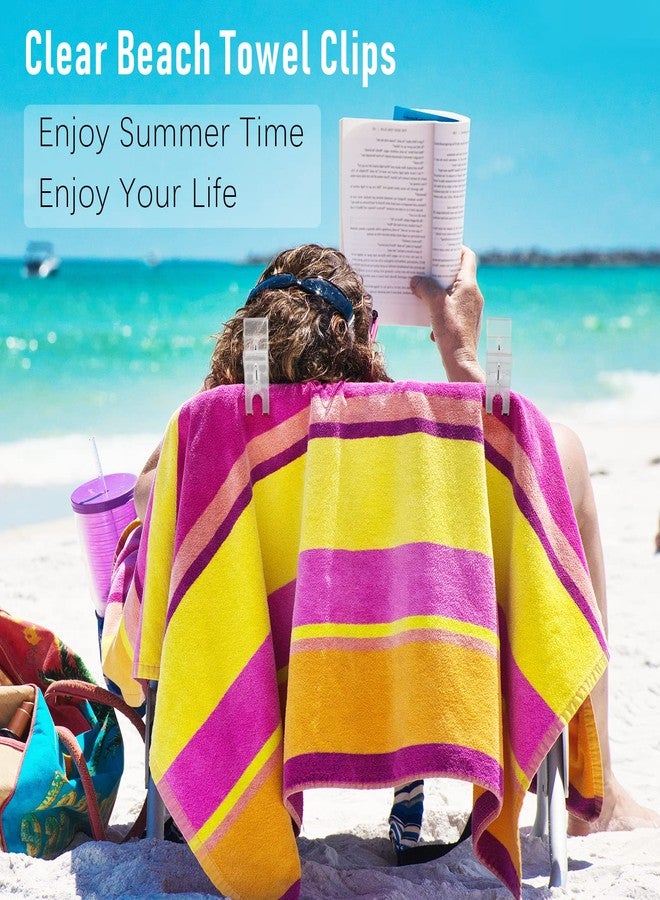 Lzttyee Clear White Beach Towel Clips Plastic Clothing Hanger Clamp Keep Your Towels from Blowing Away-Beach Chair or Pool Loungers on Your Cruise (8Pcs) - Image 2