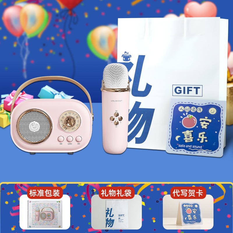 Microphone Bluetooth Audio With Microphone Singing Audio All-In-One Gift Custom Outdoor Portable Karaoke Speaker - Image 1