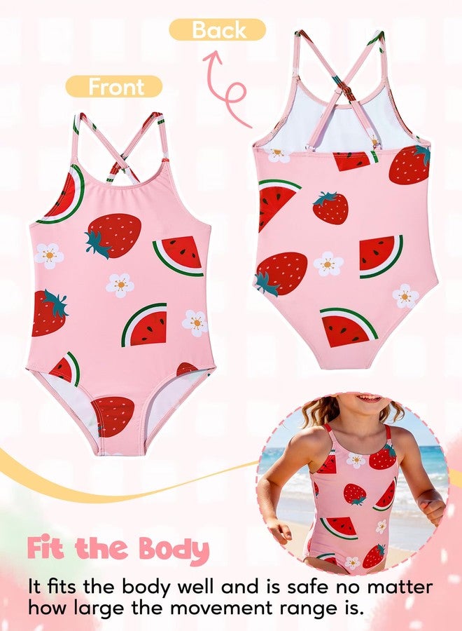 Zando 2t Swimsuit Girl - Cute Watermelon Baby Swimsuit Girl, Cross Back Adjustable One Piece 3t Bathing Suit Girls, Strawberry Girls' Swimwear Toddler Bathing Suit Girls for Summer Beach Vocation Wear - Image 5