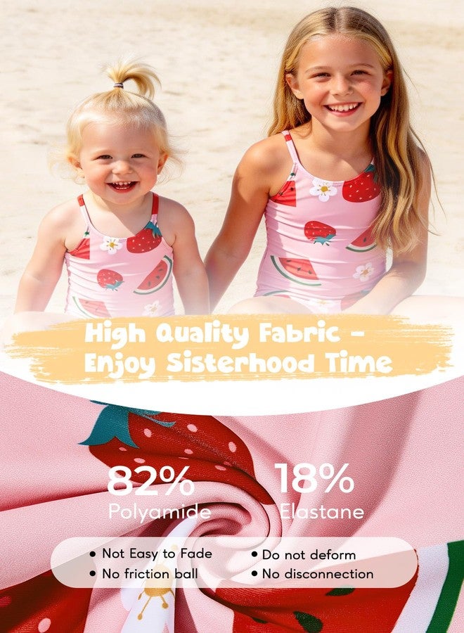 Zando 2t Swimsuit Girl - Cute Watermelon Baby Swimsuit Girl, Cross Back Adjustable One Piece 3t Bathing Suit Girls, Strawberry Girls' Swimwear Toddler Bathing Suit Girls for Summer Beach Vocation Wear - Image 3