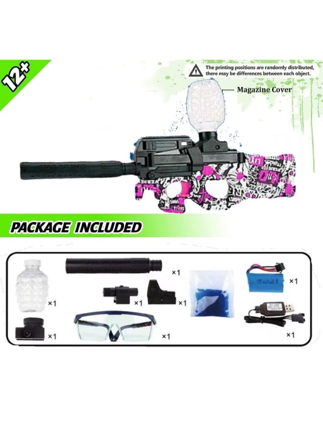 Generic - Electrical Gel Blaster P90 Toy Gun, Splatter Ball Blaster Rechargeable Shooting Game Toy for Boys, Toys for Outdoor Activities ( Cherry Pink ) - Image 1