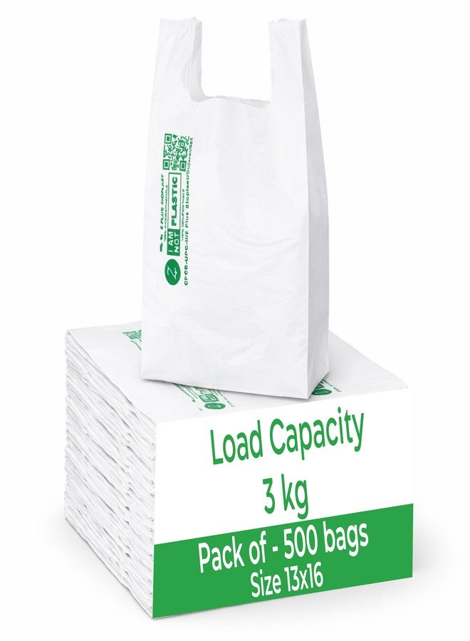 ECOZ Compostable & Biodegradable Carry Bags | 13x16 Inch | Pack of 500 | Eco-Friendly Shopping Bag for Grocery, Food, Retail & Vegetables | Load 3kg Capacity | for Supermarket - Image 1