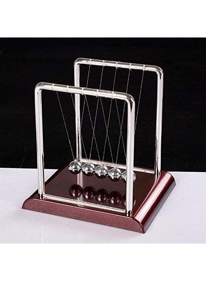 بريمسونس بندول مهد نيوتن من بريمسونز® - لعبة معدنية كبيرة متحركة باستمرار | كرات تصادم متأرجحة متوازنة بقاعدة بلاستيكية مصقولة وخيوط من النايلون | تمثال صغير لتزيين المكتب والمنزل (كستنائي) - Image 5