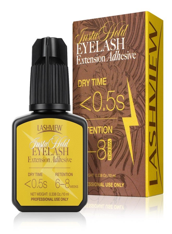 LASHVIEW Eyelash Extensions Glue 0.3 Sec Dry / 10ml /0.34 fl.oz/Retention 6-8 Weeks Black Adhesive Professional Supplies HJ01 - Image 1