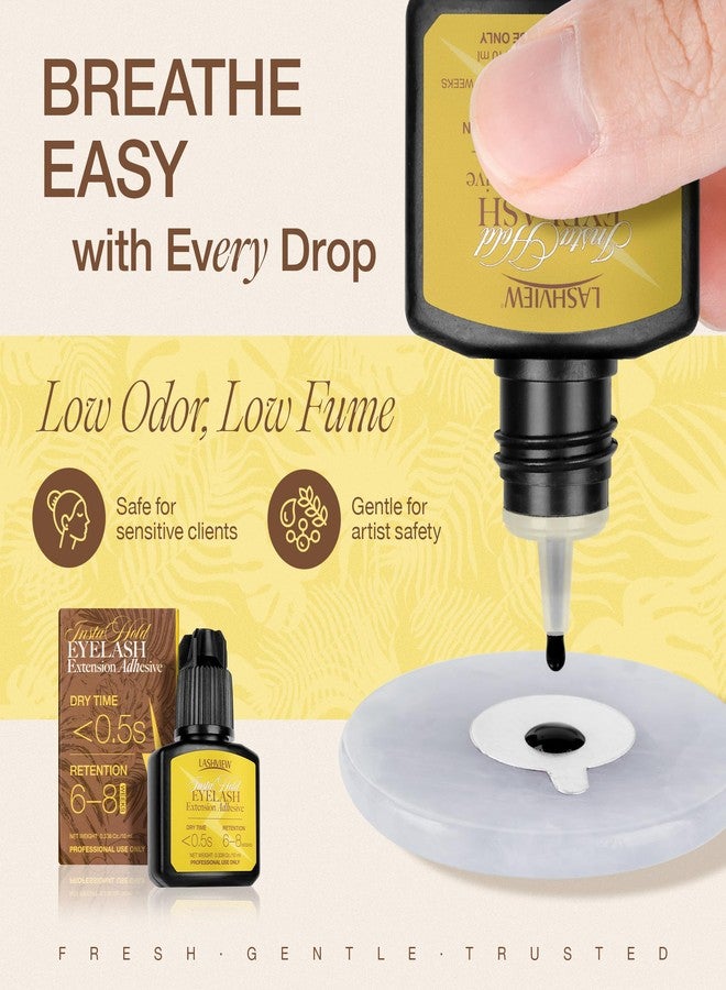 LASHVIEW Eyelash Extensions Glue 0.3 Sec Dry / 10ml /0.34 fl.oz/Retention 6-8 Weeks Black Adhesive Professional Supplies HJ01 - Image 3