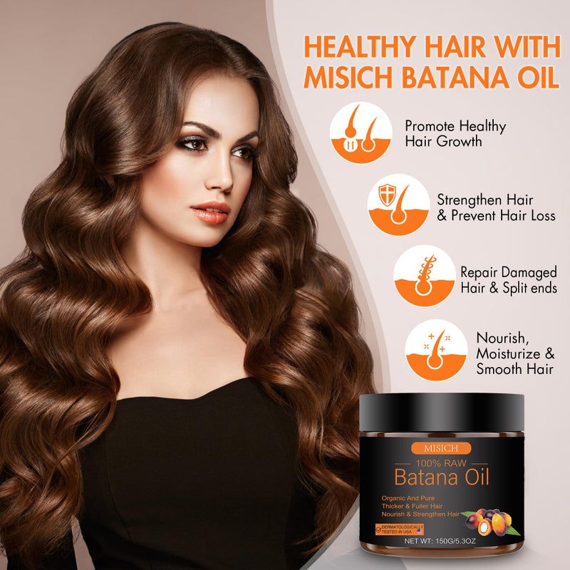 MISICH Raw Batana Oil for Hair Growth, 100% Natural Pure Botana Oil Paste from Honduras, Unrefined Organic Batana Hair Mask for Prevent Hair-Loss, Enhances Thickness for Men & Women 5.3 oz - Image 3