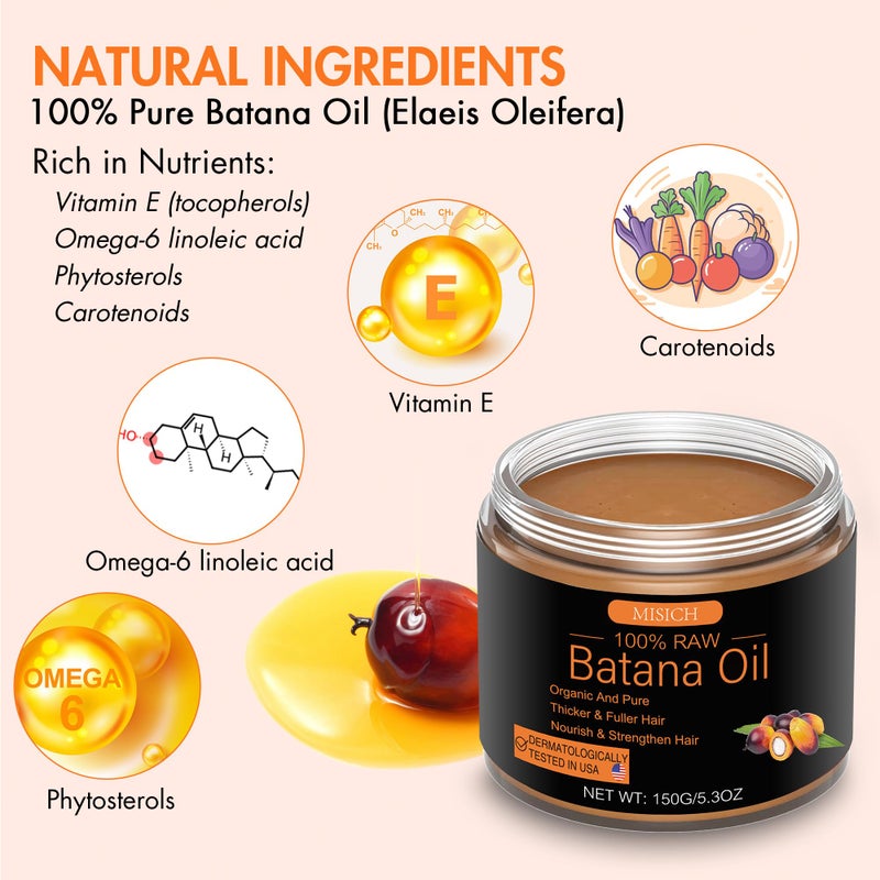 MISICH Raw Batana Oil for Hair Growth, 100% Natural Pure Botana Oil Paste from Honduras, Unrefined Organic Batana Hair Mask for Prevent Hair-Loss, Enhances Thickness for Men & Women 5.3 oz - Image 5