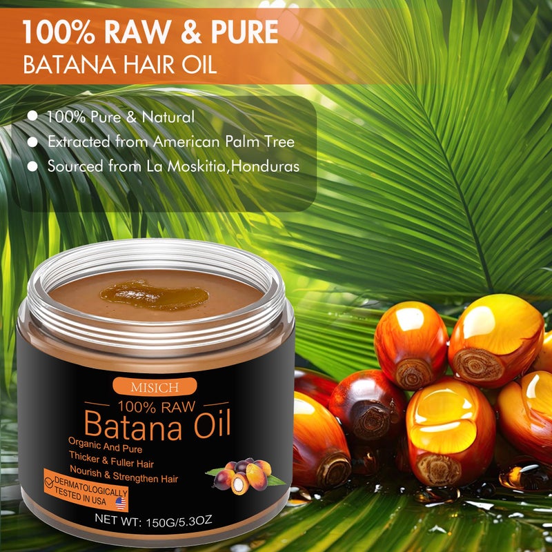 MISICH Raw Batana Oil for Hair Growth, 100% Natural Pure Botana Oil Paste from Honduras, Unrefined Organic Batana Hair Mask for Prevent Hair-Loss, Enhances Thickness for Men & Women 5.3 oz - Image 2