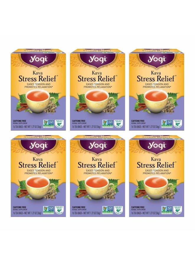 Yogi Tea - Kava Stress Relief (6 Pack) - Eases Tension and Promotes Relaxation - Caffeine Free - 96 Herbal Tea Bags - Image 1