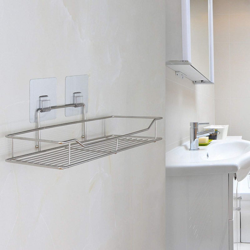 SEMITO Adhesive Shower Caddy Bathroom Shelves Holder with Shelf Storage, Wall Basket for Kitchen & Bathroom Accessories, Stainless Steel, Rustproof No Drilling - Image 5