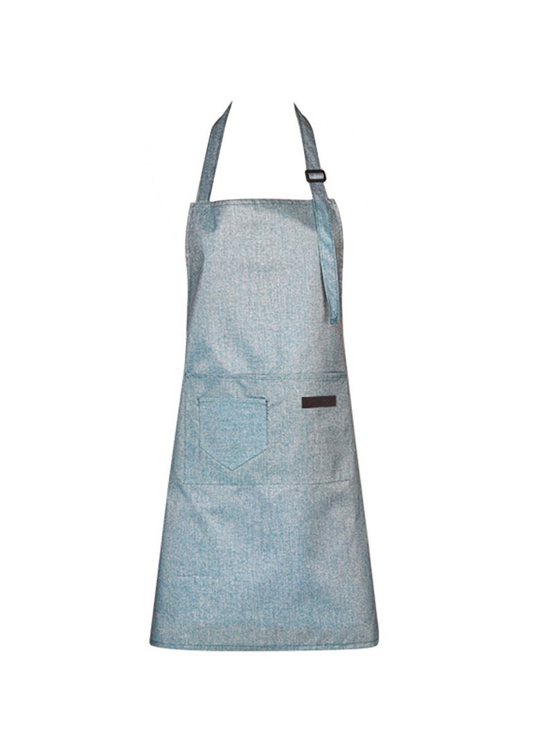 Yuwell Polyester Cooking Apron Adjustable Kitchen Apron Soft Waterproof Stainproof Chef Apron With Pocket For Women And Men oil Proof Apron Blue  - Image 1