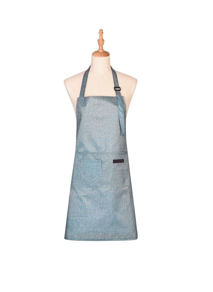 Yuwell Polyester Cooking Apron Adjustable Kitchen Apron Soft Waterproof Stainproof Chef Apron With Pocket For Women And Men oil Proof Apron Blue  - Image 2
