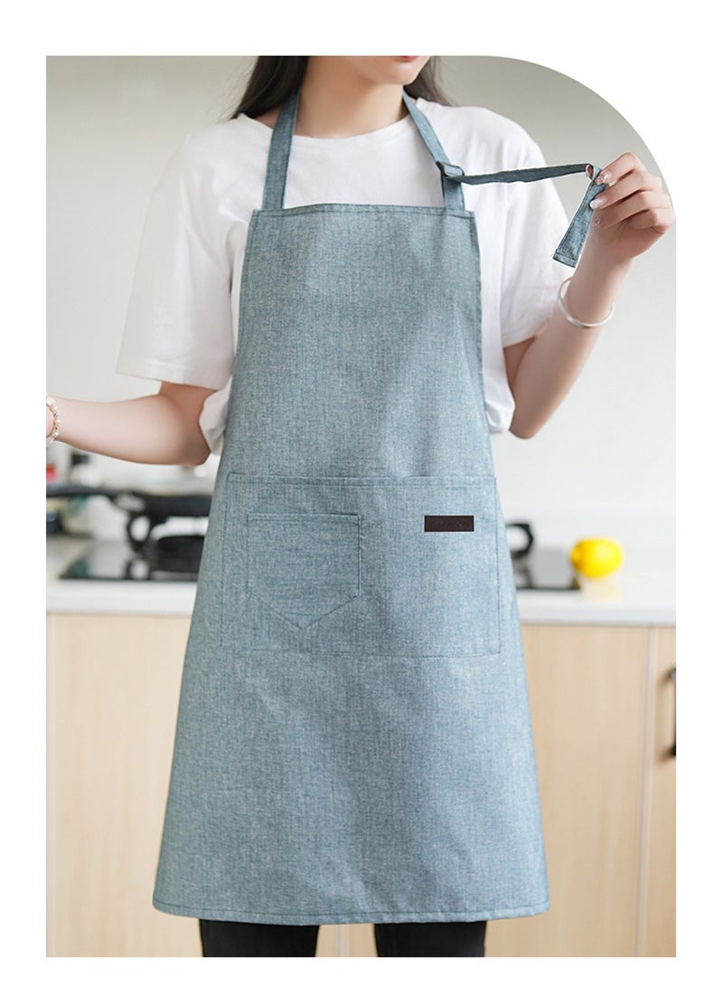Yuwell Polyester Cooking Apron Adjustable Kitchen Apron Soft Waterproof Stainproof Chef Apron With Pocket For Women And Men oil Proof Apron Blue  - Image 3