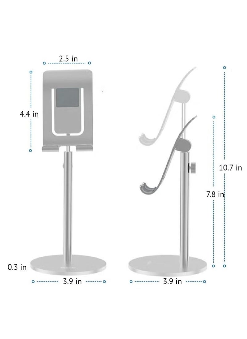Raxoom Universal Adjustable Aluminum Alloy Mobile & Tablet Stand â€“ Sleek Silver Desktop Holder for Smartphones, iPads & Tablets â€“ Foldable, Angle & Height Adjustable Phone Dock for Desk, Bedside or Office Use â€“ Stable, Lightweight & Compatible with All Devices - Image 4