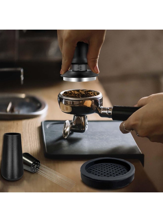 22 PCS Coffee Tamper Set, Espresso Accessories Barista Kit, with 51mm Espresso Tamper, WDT Tool, Frothing Pitcher(350 ml), Latte Art Pen, Coffee Stirrer, Tamper Mat, 16 Coffee Stencils - Image 2
