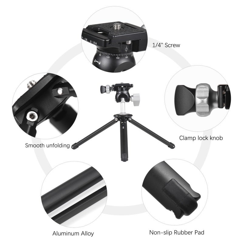 BAFANG Desktop Tripod Stand with 360° Panoramic Inverted Ballhead Full Metal 5kg/11lbs Load Capacity for Vlog Video Recording Accessories - Image 4
