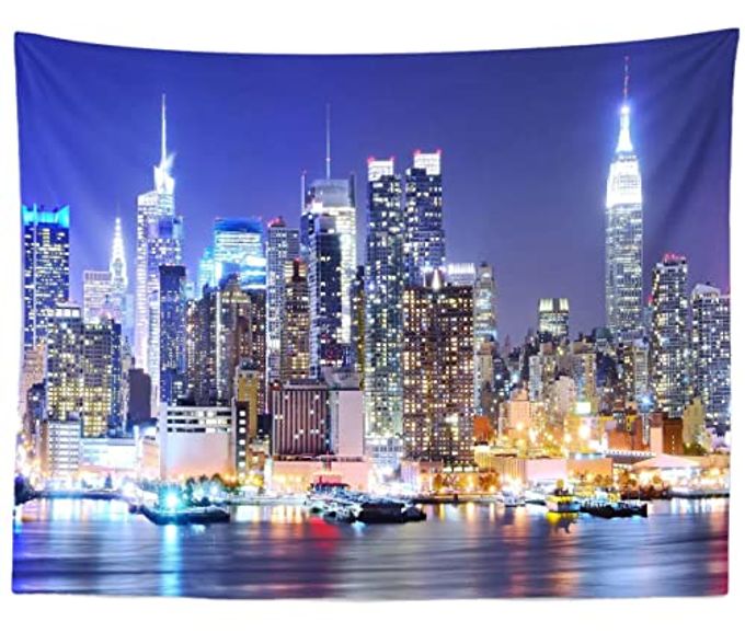 BELECO 7X5Ft Fabric New York City Backdrop Manhattan Skyscraper Night View Nyc Skyline Background Wallpaper New York Theme Party Decorations Artistic Portrait Shoot Photo Studio Props - Image 3