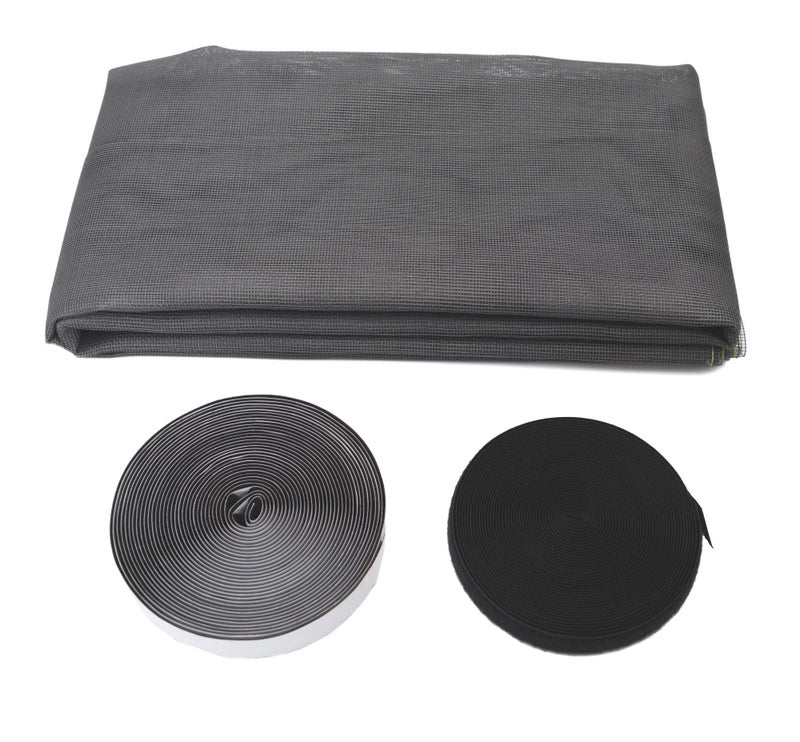 STORE 2508 Store2508 Heavy Quality 120 GSM PVC Coated FIBREGLASS Window Insect Mosquito Mesh Net Screen with Hook & Loop Tape for Installation (Grey, 150 x 240 Cm)  - Image 1