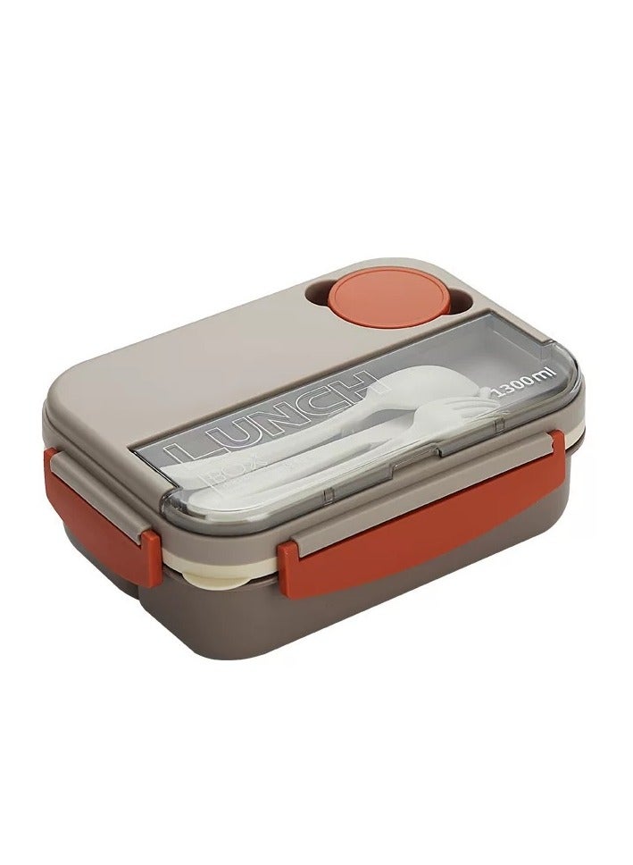 Bento Box Adult Lunch Box, 44 oz Container with 4 Compartments, Lunch-Ready Food Container, Complete with Cutlery, Sauce Jar, Microwave and Dishwasher Safe - Image 1