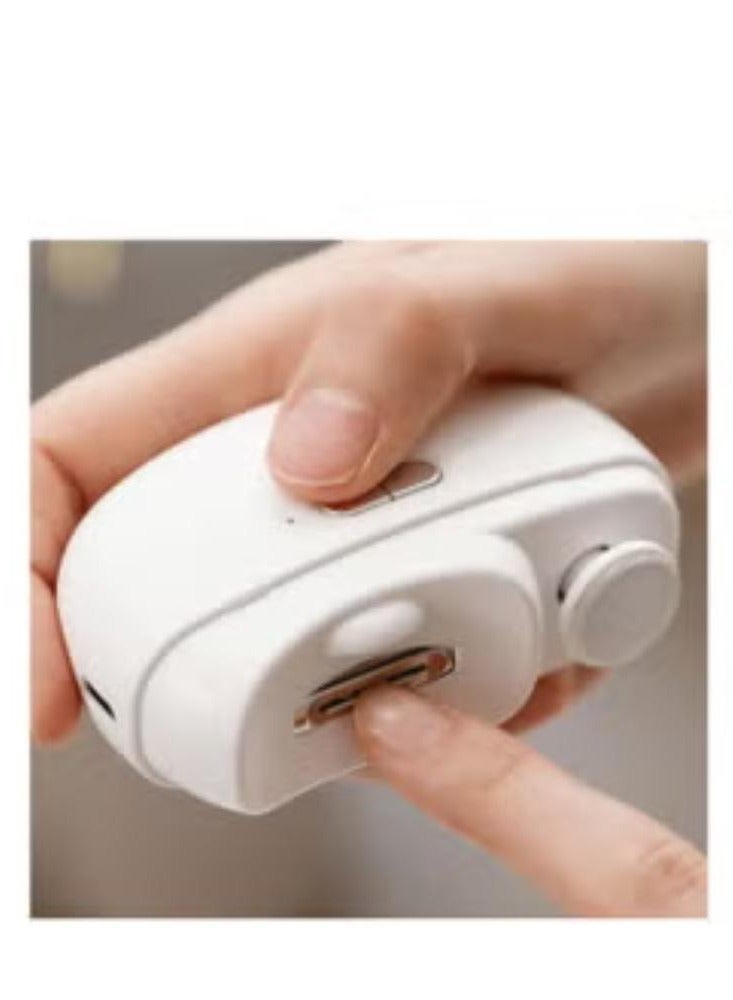 Electric Nail Clipper, Automatic Nail Clipper with 2-Speed Electric Nail File for Adults, Baby Safe Fingernail Clipper Nail Drill, Nail Cutter & Nail Shine Buffer 2-in-1 Manicure Pedicure Tool (White) - Image 1