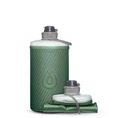 HydraPak Flux Collapsible Backpacking Water Bottle 15 Liter BPA Free Ultra Light SpillProof Twist Cap Sage Green - Image 1