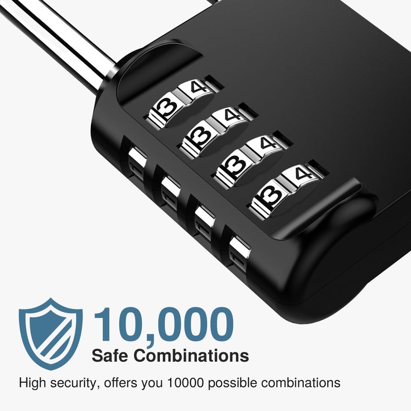 Puroma 2 Pack 2.6 Inch Long Shackle Combination Lock 4 Digit Outdoor Waterproof Padlock for School Gym Locker, Sports Locker, Fence, Gate, Toolbox, Case, Hasp Storage (Black) - Image 4