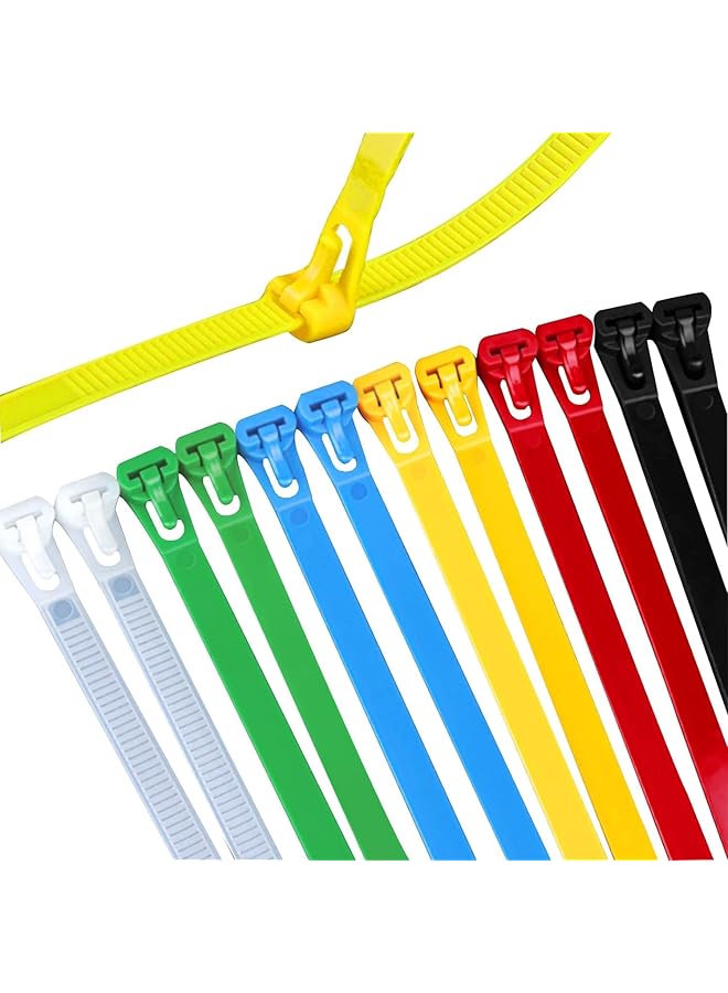 PROMASS 100 Pack Reusable Zip Ties, High Tensile Strength 50 Lbs, Self-Locking Cable Organizer for Indoor/Outdoor Use ， No Slip Off Desig (Multi Color) - Image 1