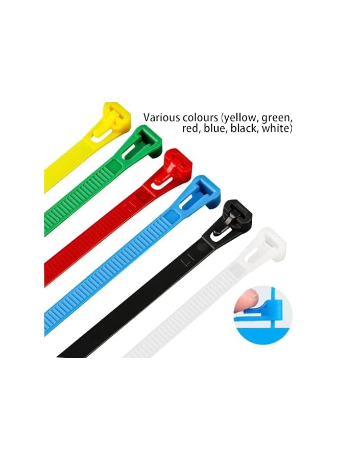 PROMASS 100 Pack Reusable Zip Ties, High Tensile Strength 50 Lbs, Self-Locking Cable Organizer for Indoor/Outdoor Use ， No Slip Off Desig (Multi Color) - Image 2