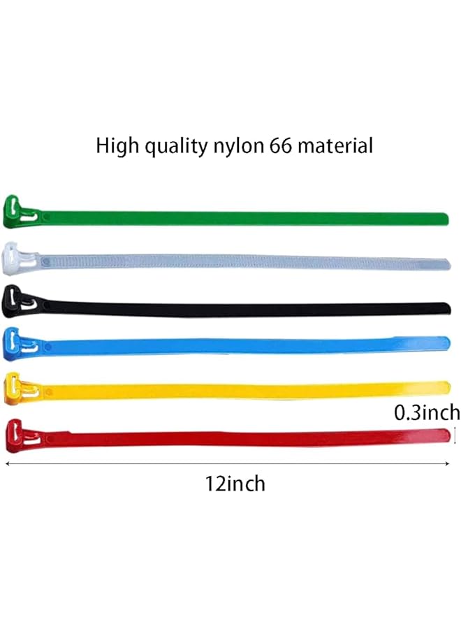 PROMASS 100 Pack Reusable Zip Ties, High Tensile Strength 50 Lbs, Self-Locking Cable Organizer for Indoor/Outdoor Use ， No Slip Off Desig (Multi Color) - Image 4