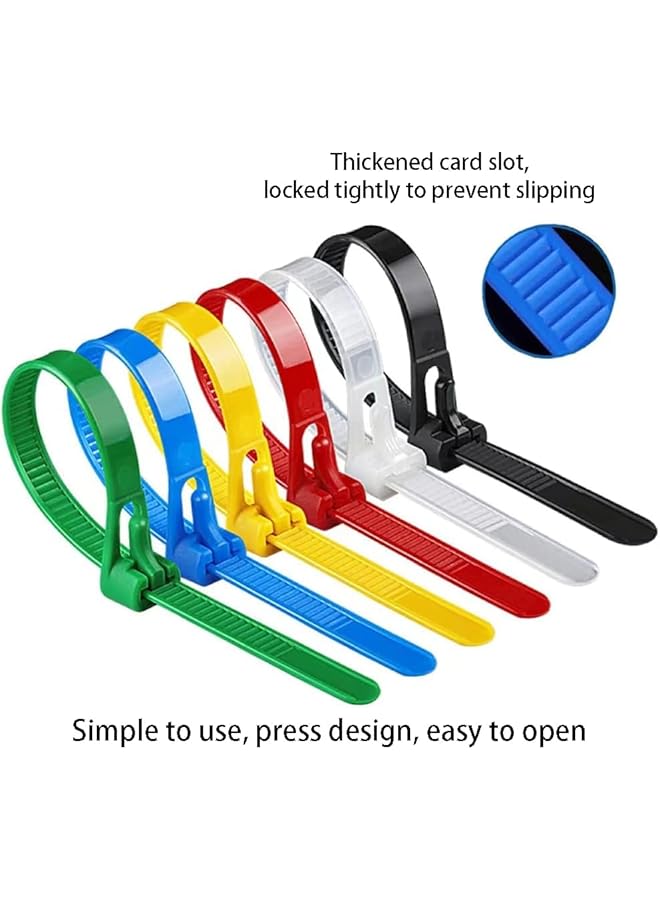 PROMASS 100 Pack Reusable Zip Ties, High Tensile Strength 50 Lbs, Self-Locking Cable Organizer for Indoor/Outdoor Use ， No Slip Off Desig (Multi Color) - Image 5
