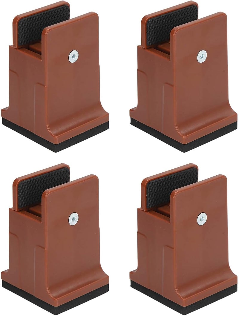 4pcs Adjustable Furniture Risers with Screw Clamp, Heavy Duty Bed Couch Risers, Rubber Height Adjustable Leg Extenders for Tables Sofas Cabinets and Beds (Brown) - Image 5